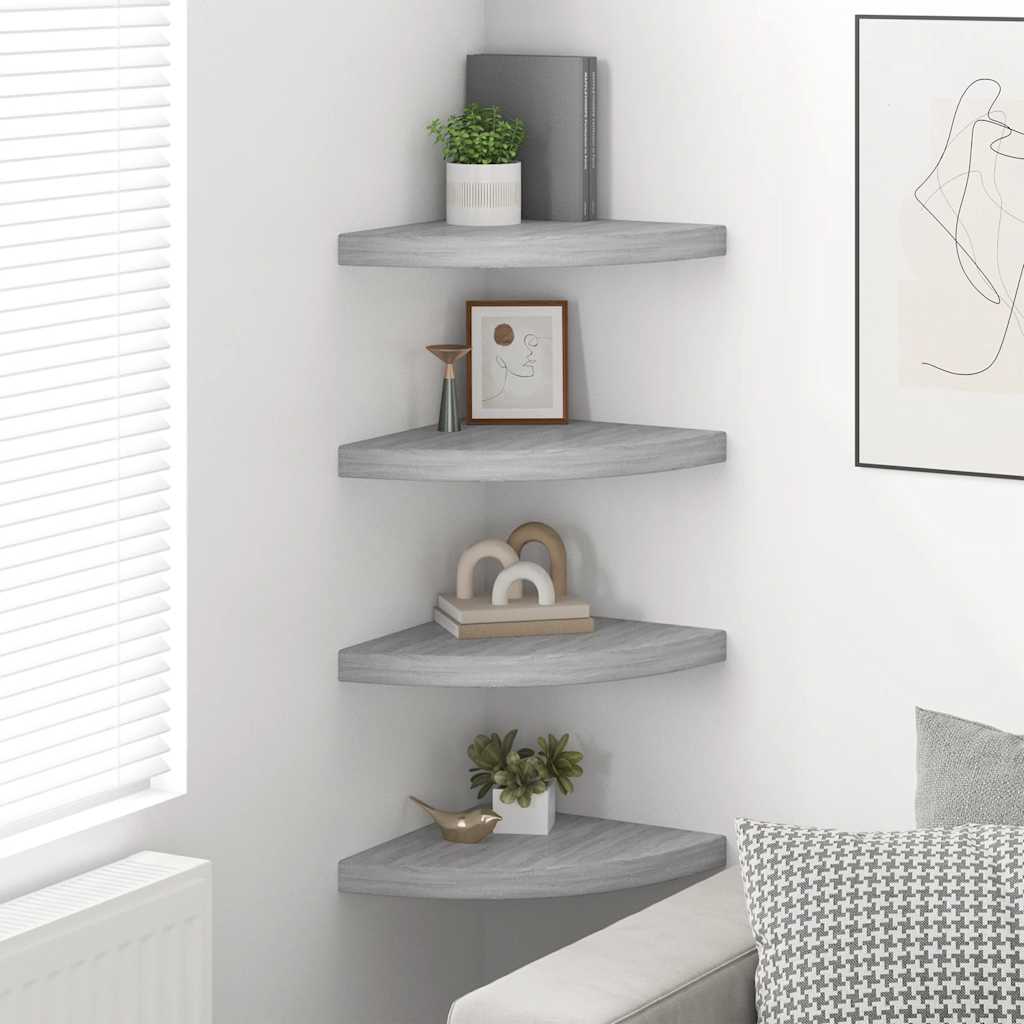 Mensole Angolari 4 pz Grigio Cemento 35x35x3,8 cm in MDF