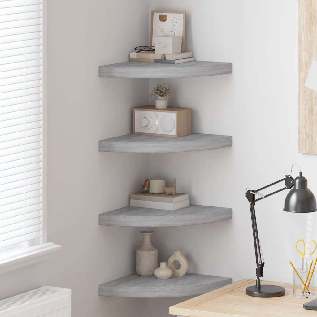 Mensole Angolari 4 pz Grigio Cemento 35x35x3,8 cm in MDF