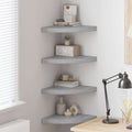 Mensole Angolari 4 pz Grigio Cemento 35x35x3,8 cm in MDF