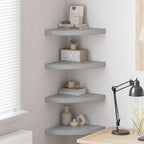 Mensole Angolari 4 pz Grigio Cemento 35x35x3,8 cm in MDF