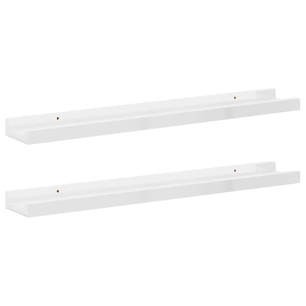 Mensole da Parete 2 pz Bianco Lucido 60x9x3 cm
