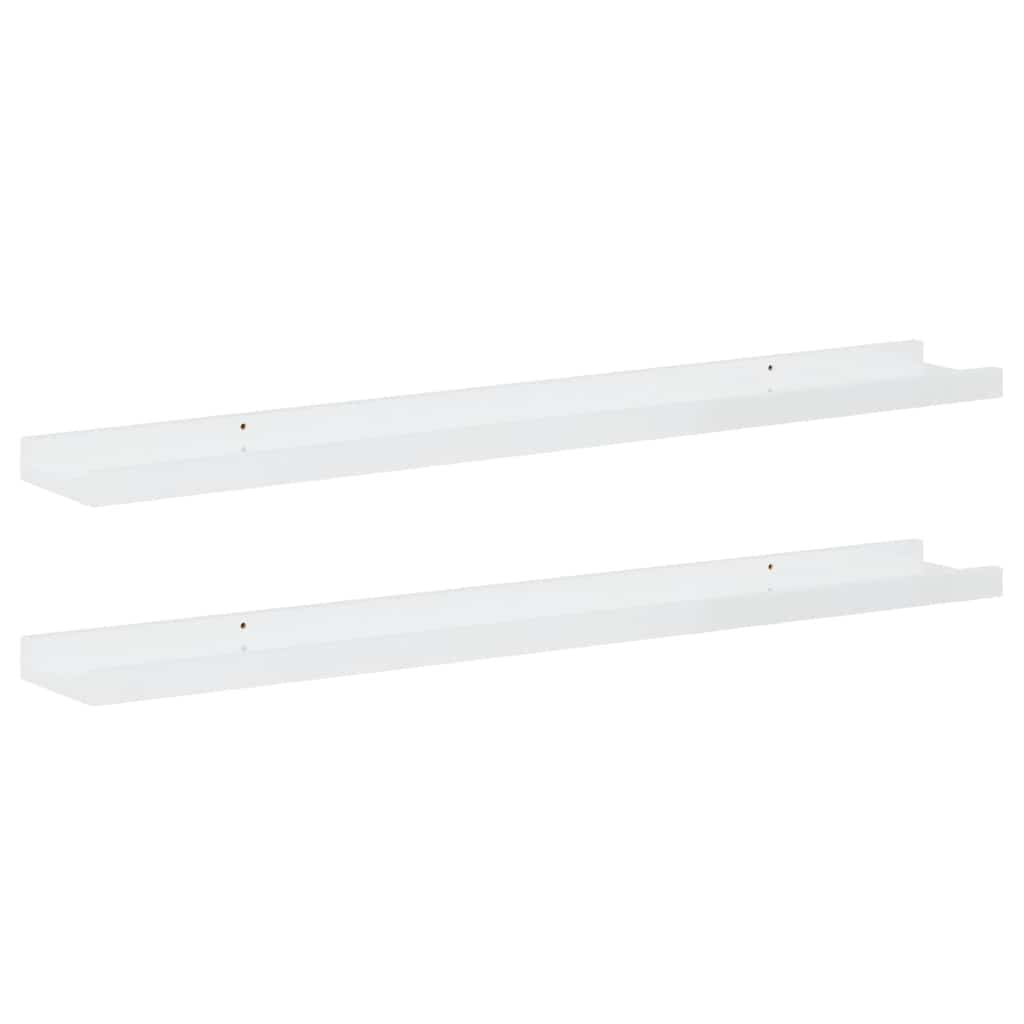 Mensole da Parete 2 pz Bianco Lucido 80x9x3 cm