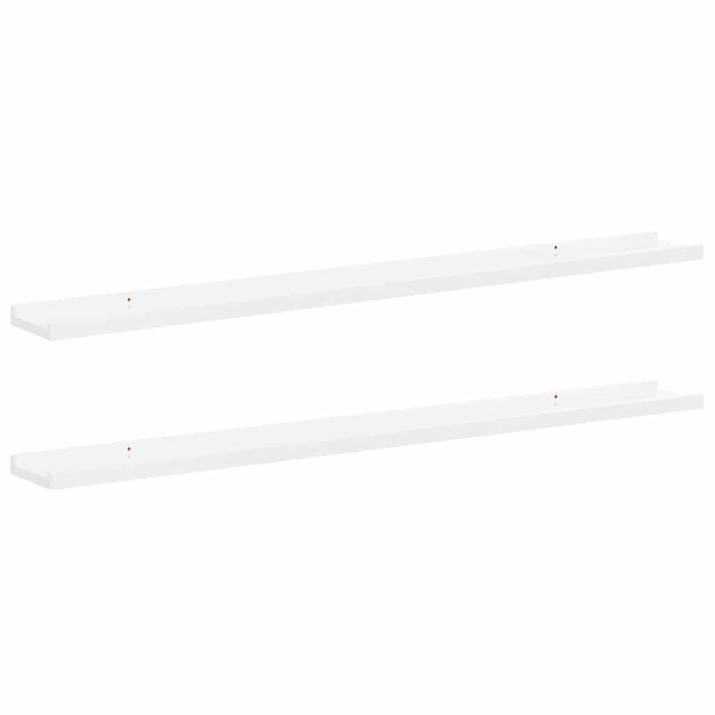 Mensole da Parete 2 pz Bianco Lucido 100x9x3 cm