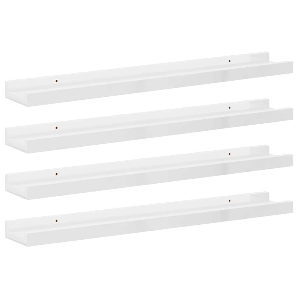 Mensole da Parete 4 pz Bianco Lucido 60x9x3 cm
