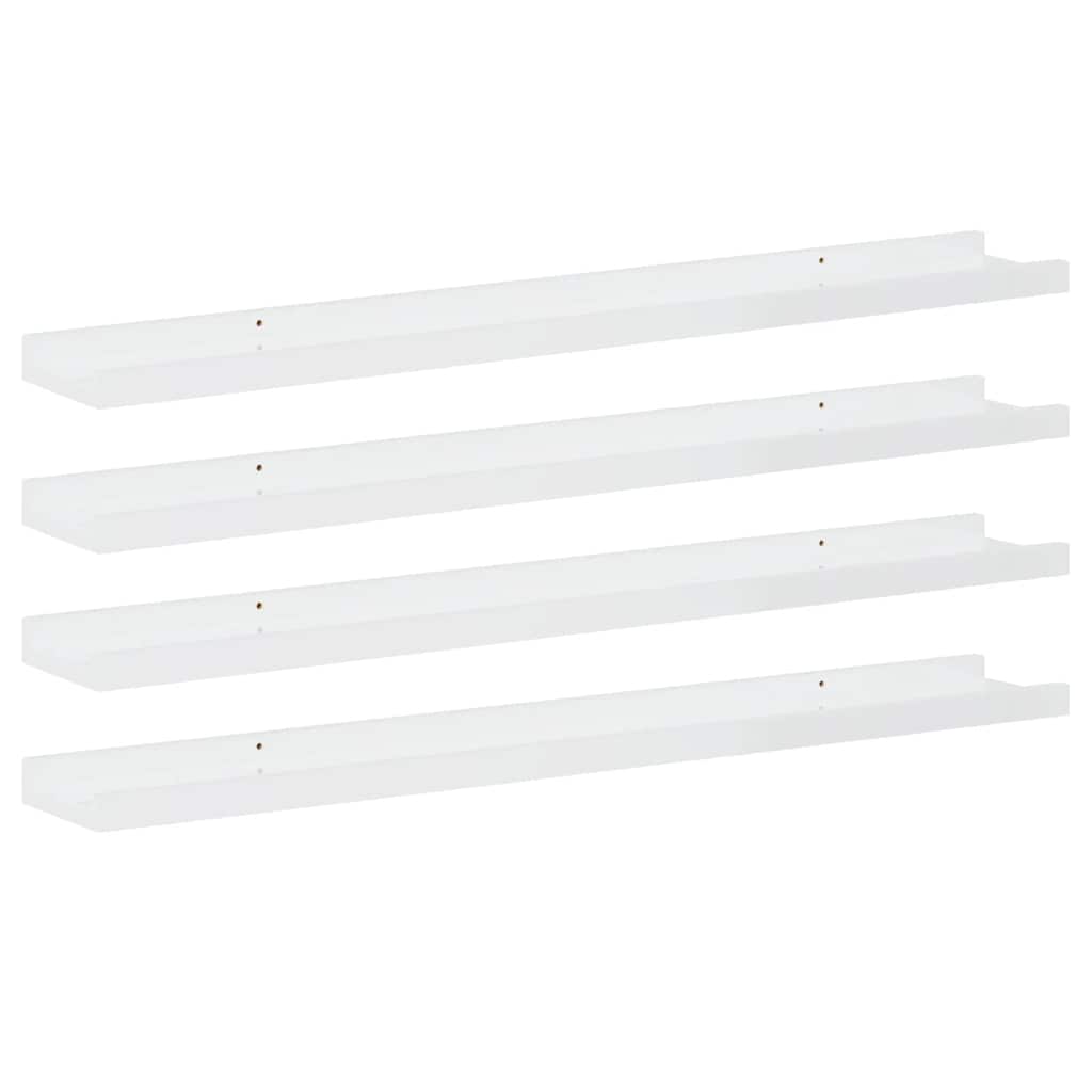 Mensole da Parete 4 pz Bianco Lucido 80x9x3 cm