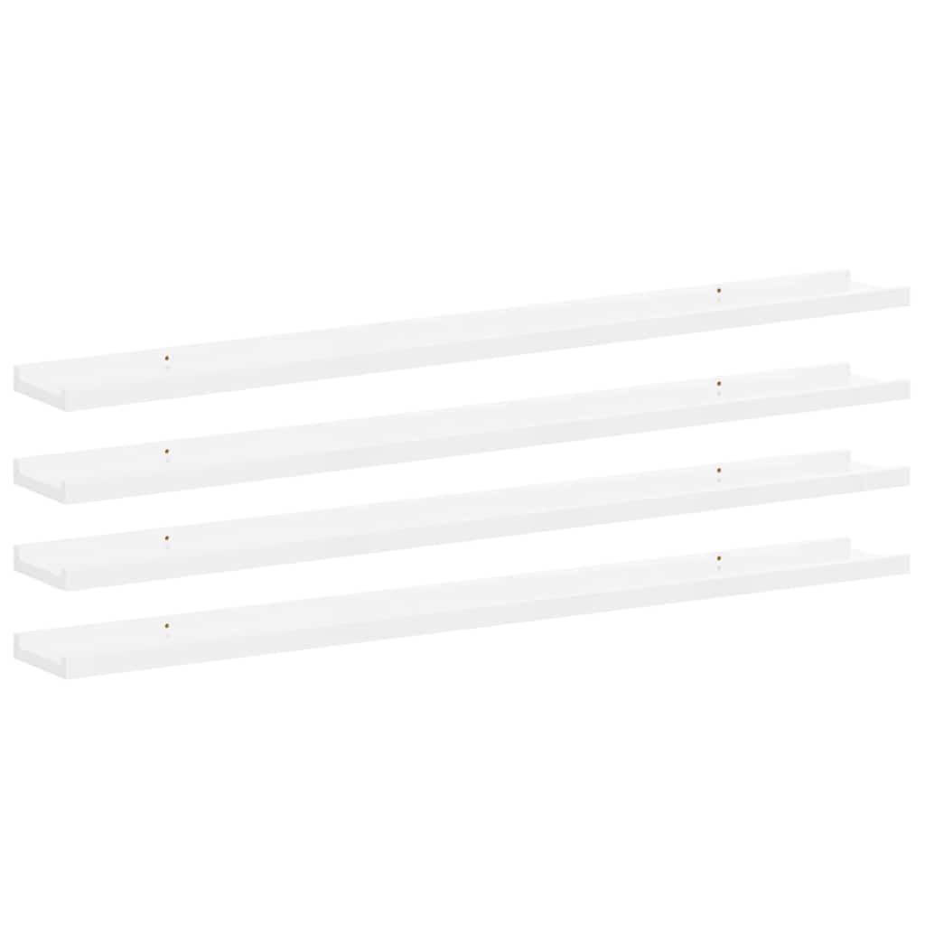 Mensole da Parete 4 pz Bianco Lucido 100x9x3 cm