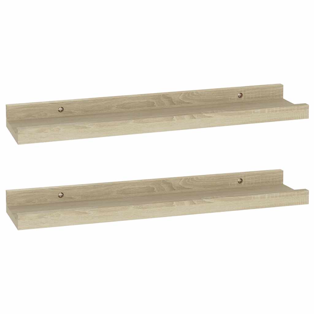 Mensole da parete 2 pz in rovere Sonoma 40x9x3 cm