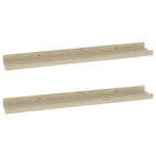 Mensole da parete 2 pz in rovere Sonoma 60x9x3 cm