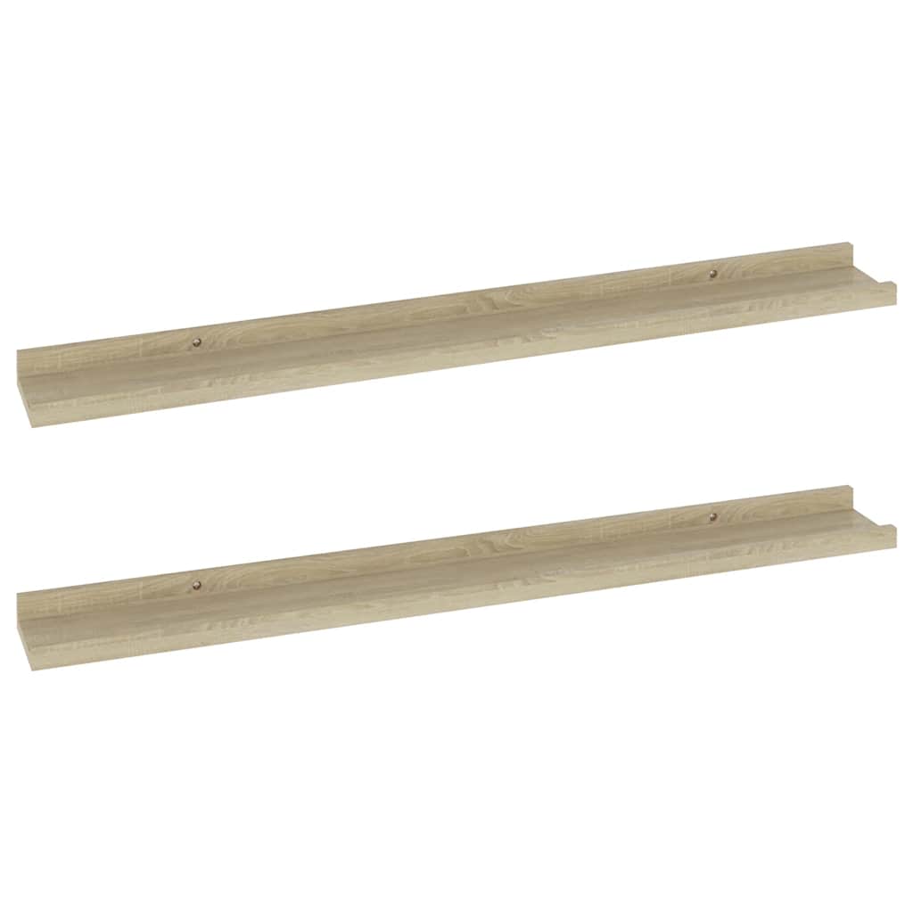 Mensole da parete 2 pz in rovere Sonoma 80x9x3 cm