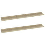 Mensole da parete 2 pz in rovere Sonoma 80x9x3 cm