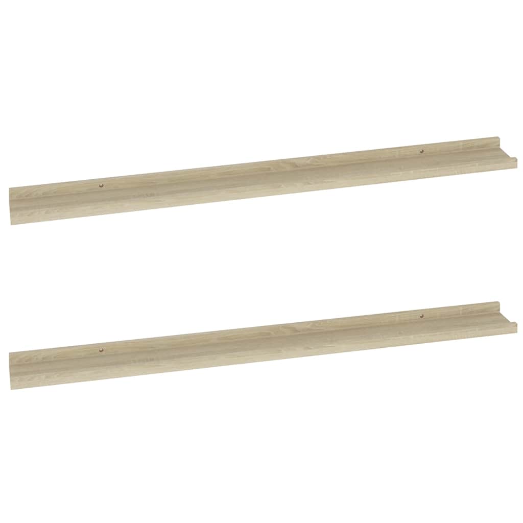 Mensole da Parete 2 pz Rovere Sonoma 100x9x3 cm
