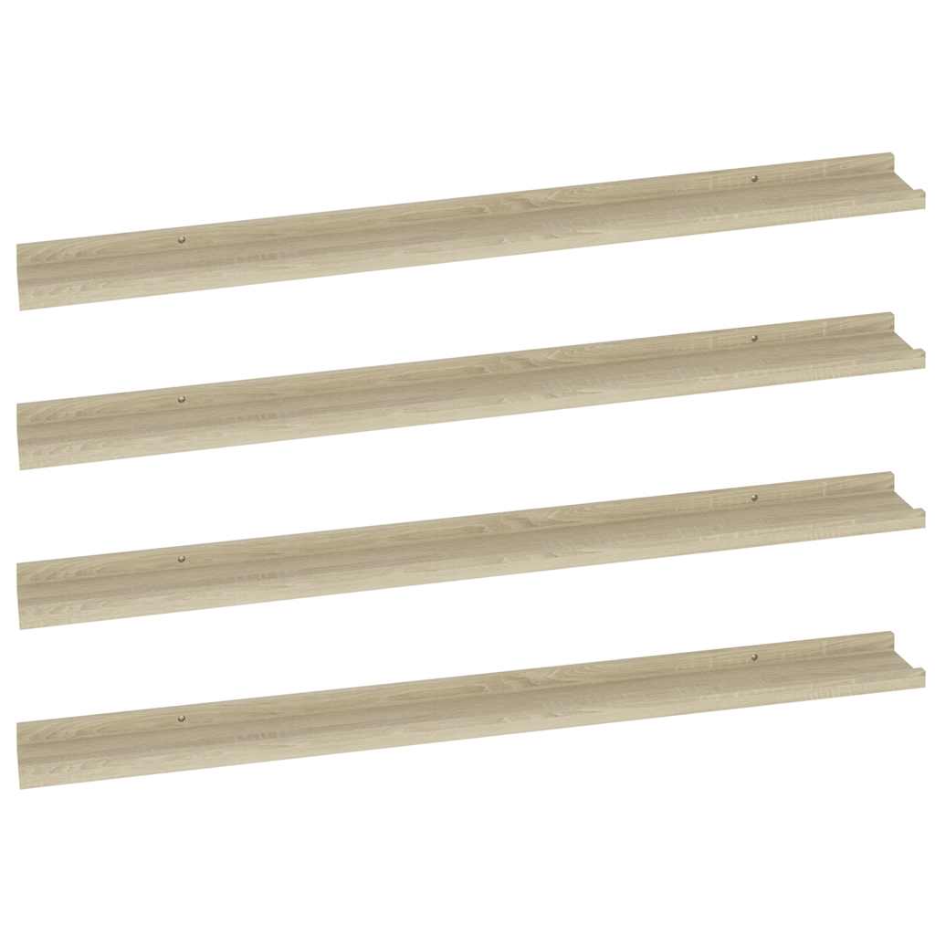 Mensole da Parete 4 pz Rovere Sonoma 100x9x3 cm
