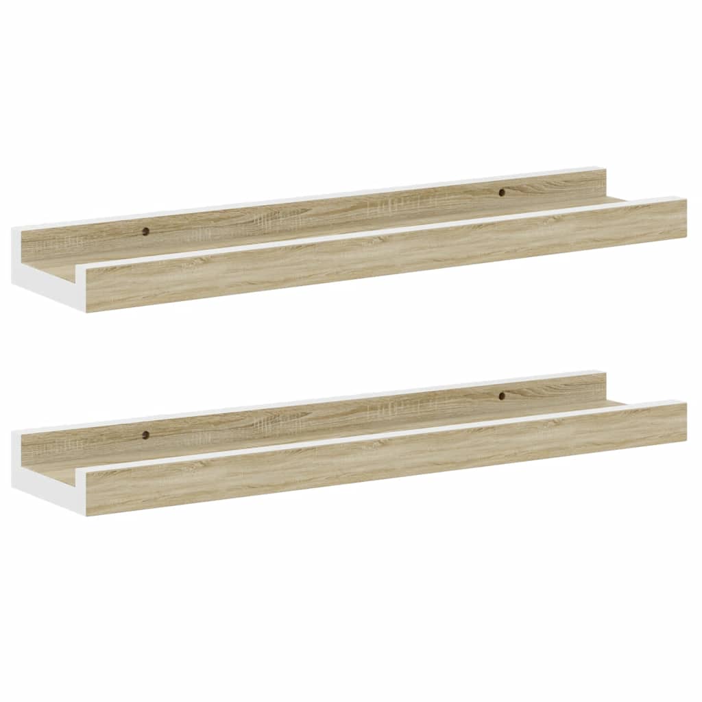 Mensole da Parete 2 pz Bianco e Rovere Sonoma 40x9x3 cm