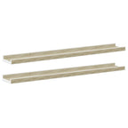 Mensole da Parete 2 pz Bianco e Rovere Sonoma 80x9x3 cm