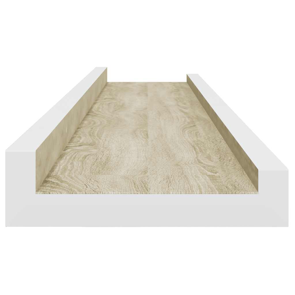 Mensole da Parete 2 pz Bianco e Rovere Sonoma 80x9x3 cm