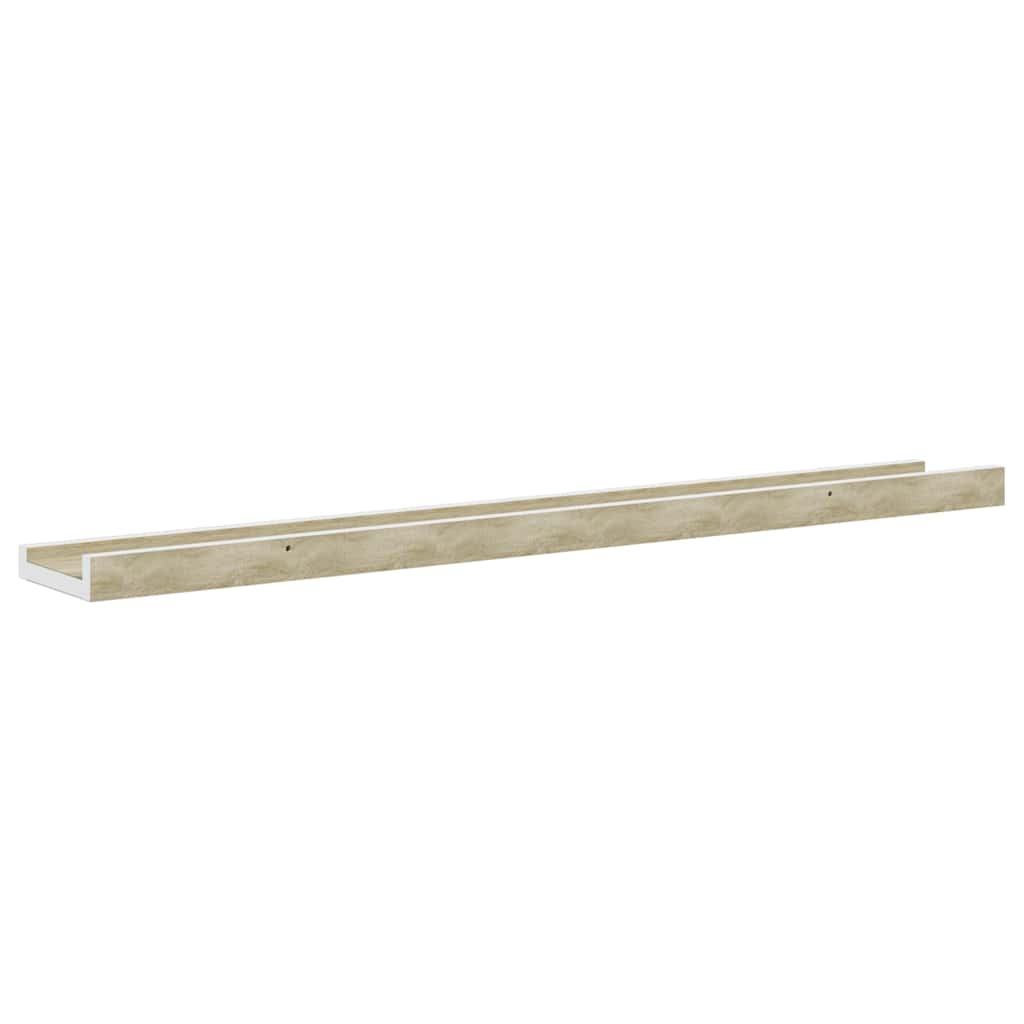 Mensole da Parete 2 pz Bianco e Rovere Sonoma 80x9x3 cm