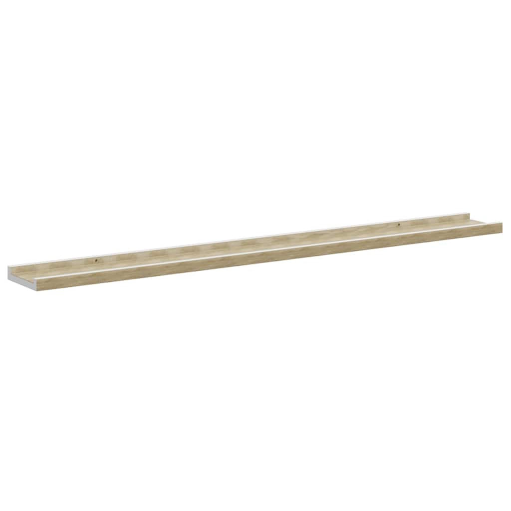 Mensole da Parete 2 pz Bianco e Rovere Sonoma 100x9x3 cm
