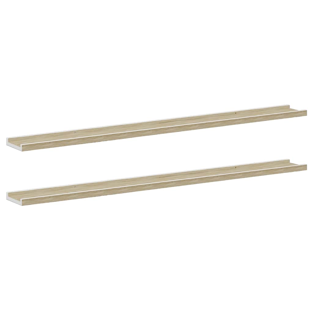 Mensole da Parete 2 pz Bianco e Rovere Sonoma 115x9x3 cm