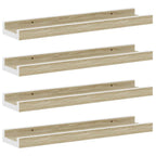 Mensole da Parete 4 pz Bianco e Rovere Sonoma 40x9x3 cm