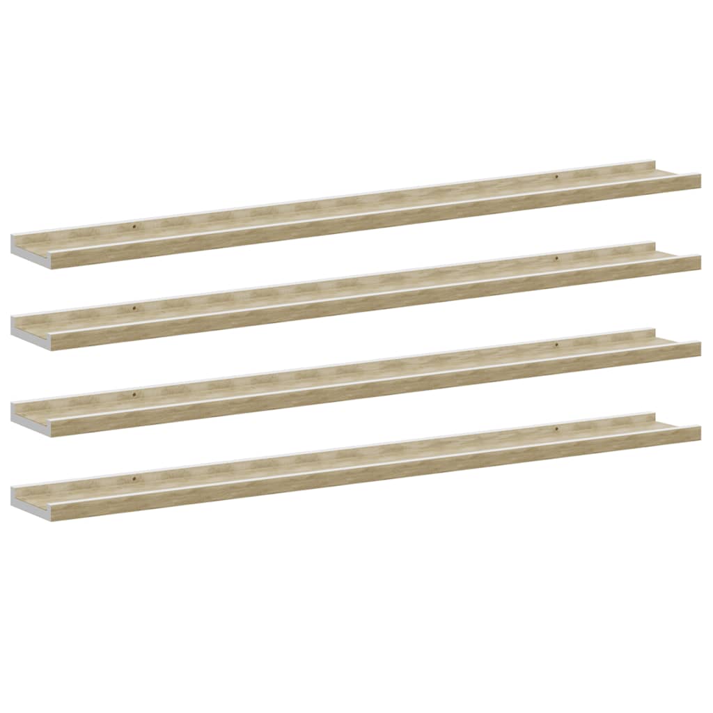 Mensole da Parete 4 pz Bianco e Rovere Sonoma 100x9x3 cm