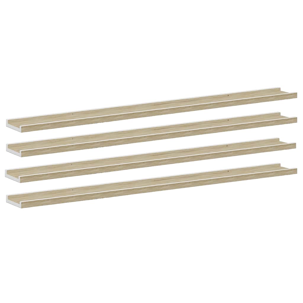 Mensole da Parete 4 pz Bianco e Rovere Sonoma 115x9x3 cm