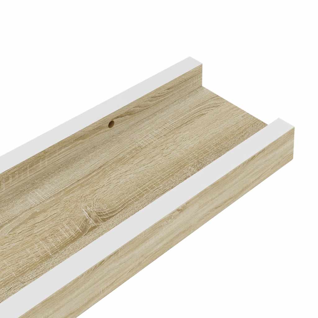 Mensole da Parete 4 pz Bianco e Rovere Sonoma 115x9x3 cm