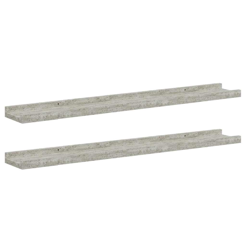 Mensole da Parete 2 pz Grigio Cemento 80x9x3 cm