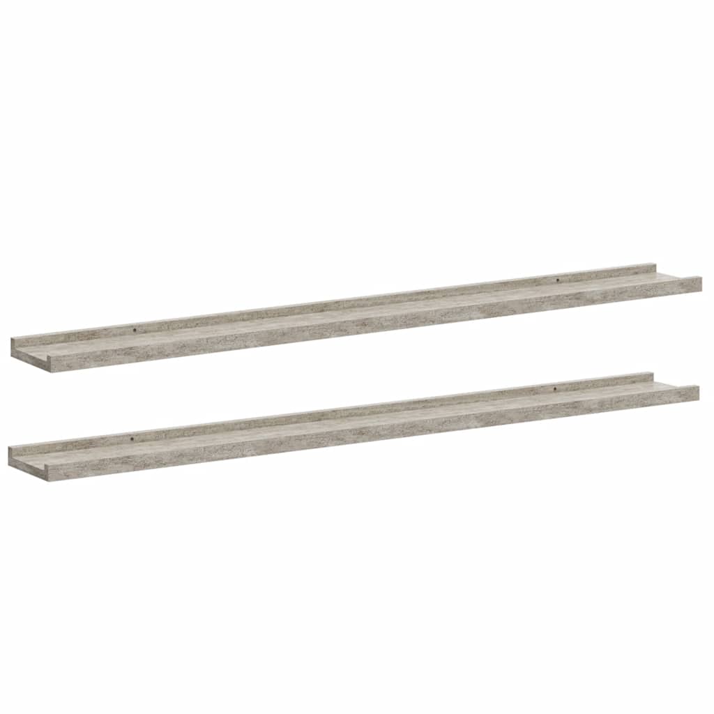 Mensole da Parete 2 pz Grigio Cemento 100x9x3 cm