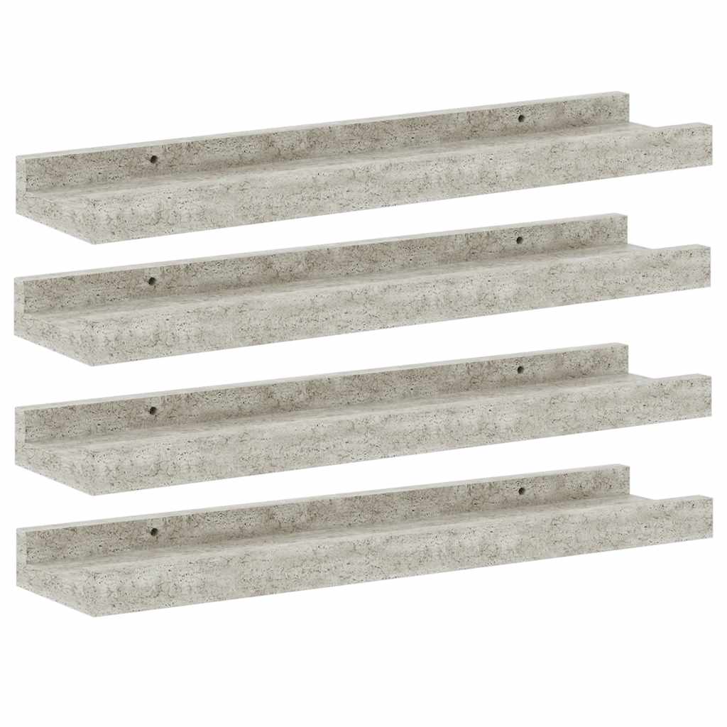 Mensole da Parete 4 pz Grigio Cemento 40x9x3 cm