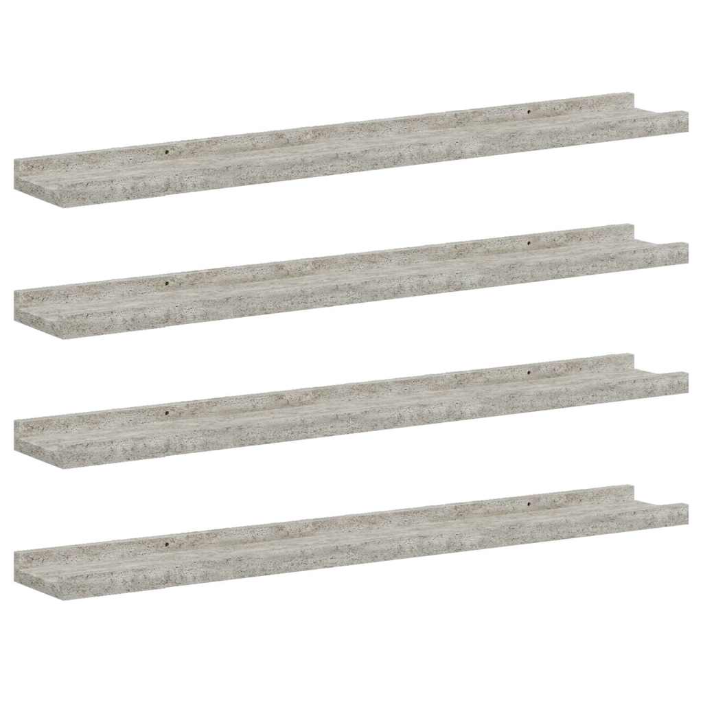 Mensole da Parete 4 pz Grigio Cemento 80x9x3 cm