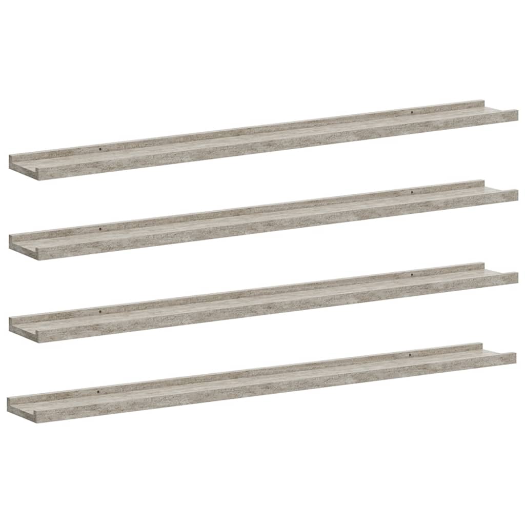 Mensole da Parete 4 pz Grigio Cemento 100x9x3 cm