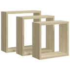 Mensole a Cubo da Parete 3 pz Rovere Sonoma