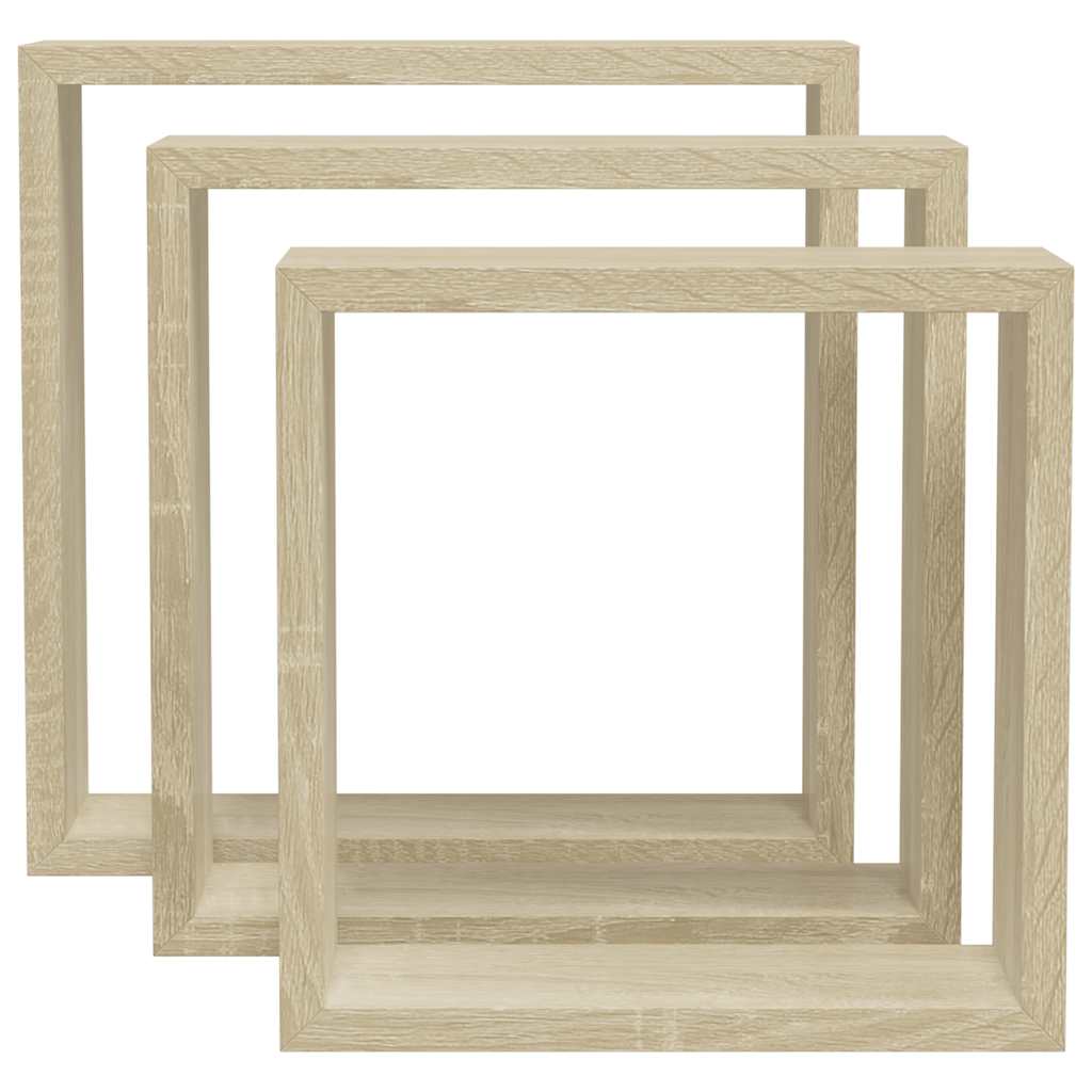 Mensole a Cubo da Parete 3 pz Rovere Sonoma