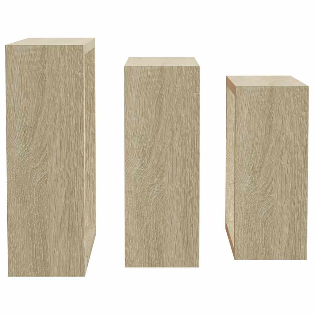 Mensole a Cubo da Parete 3 pz Rovere Sonoma