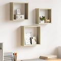 Mensole a Cubo da Parete 3 pz Rovere Sonoma