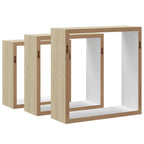 Mensole a Cubo da Parete 3 pz Bianco Rovere Sonoma