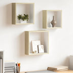 Mensole a Cubo da Parete 3 pz Bianco Rovere Sonoma