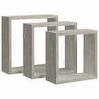 Mensole a Cubo da Parete 3 pz Grigio Cemento