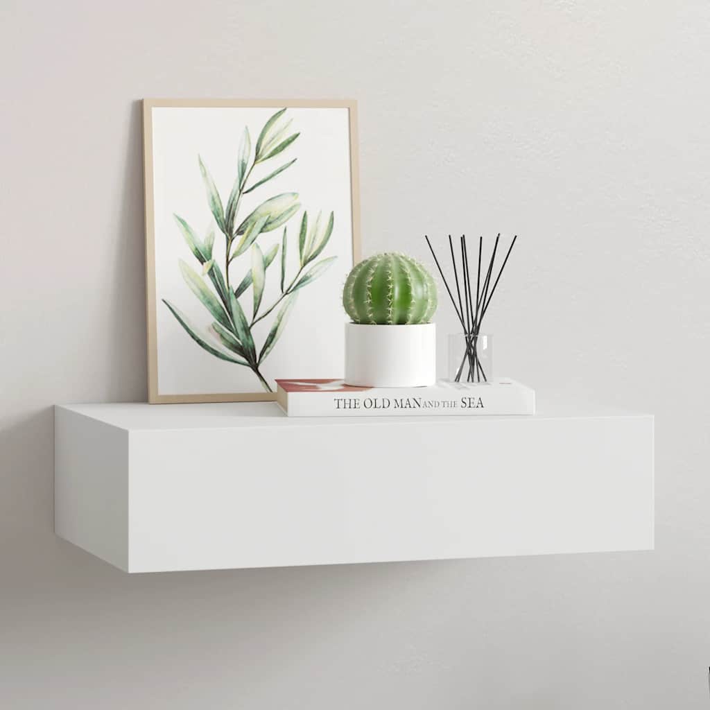 Scaffale con Cassetti da Parete Bianco 40x23,5x10 cm in MDF