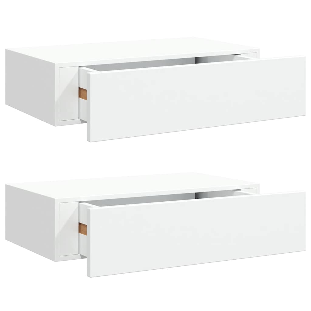 Scaffali con Cassetti da Parete 2 pz Bianchi 40x23,5x10 cm MDF