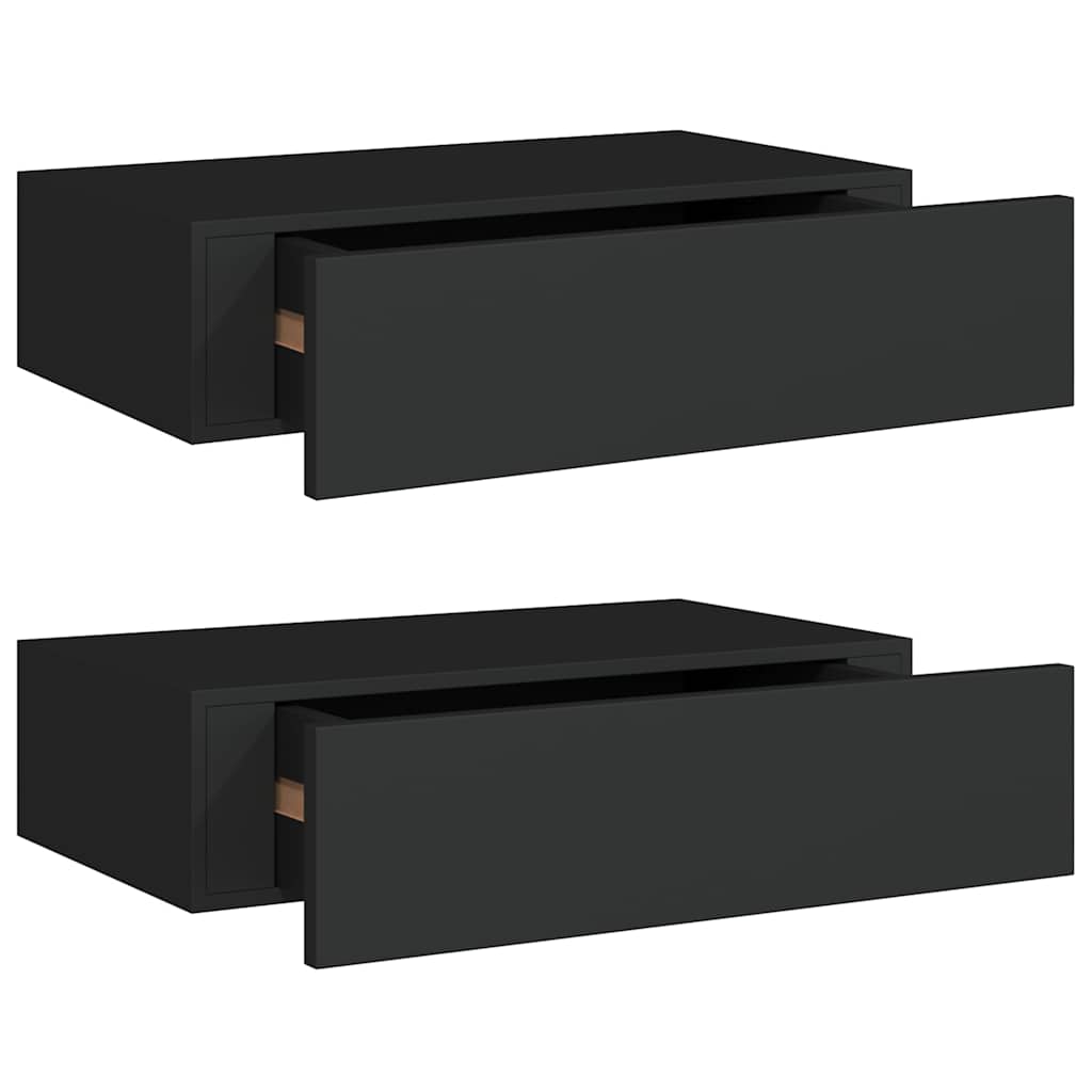 Scaffali con Cassetti da Parete 2 pz Neri 40x23,5x10 cm MDF