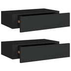 Scaffali con Cassetti da Parete 2 pz Neri 40x23,5x10 cm MDF