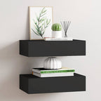 Scaffali con Cassetti da Parete 2 pz Neri 40x23,5x10 cm MDF