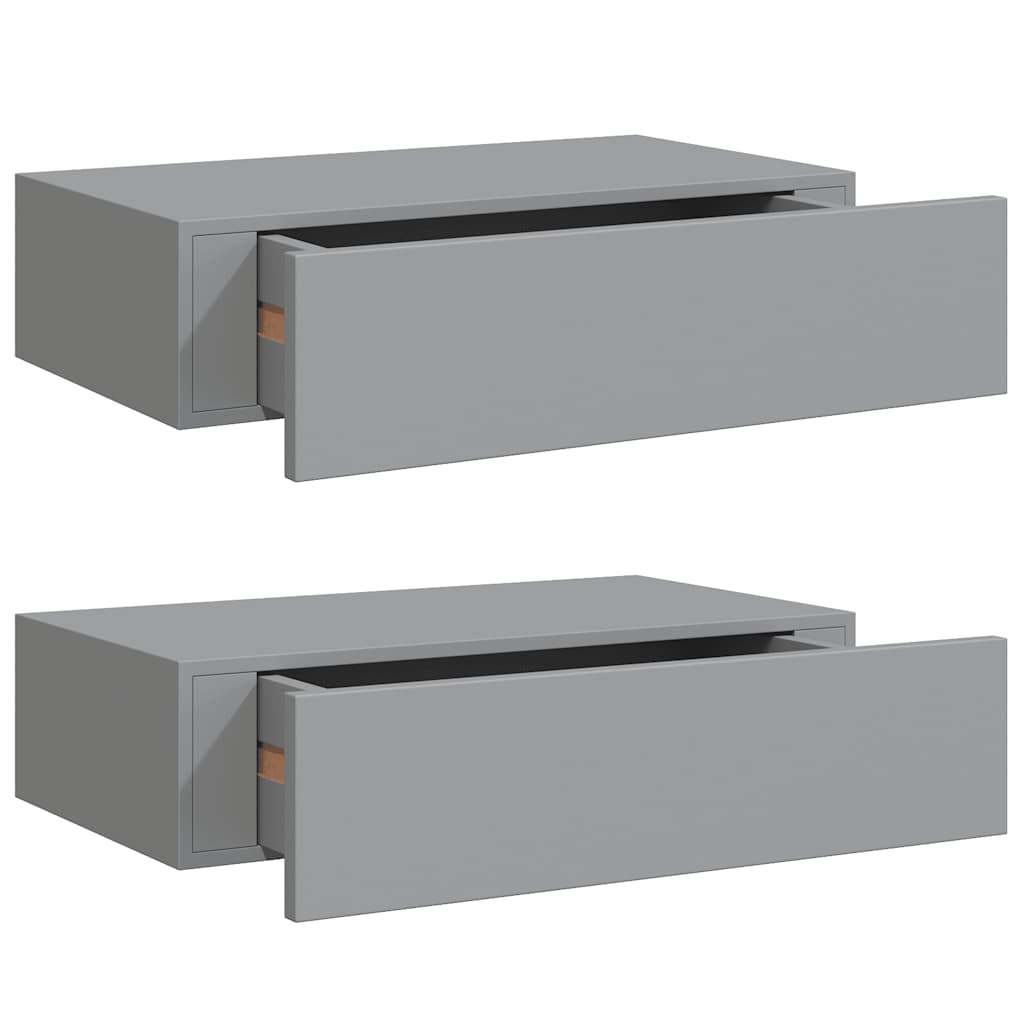 Scaffali con Cassetti da Parete 2 pz Grigi 40x23,5x10 cm MDF