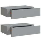 Scaffali con Cassetti da Parete 2 pz Grigi 40x23,5x10 cm MDF