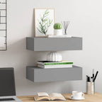 Scaffali con Cassetti da Parete 2 pz Grigi 40x23,5x10 cm MDF