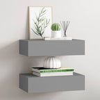 Scaffali con Cassetti da Parete 2 pz Grigi 40x23,5x10 cm MDF