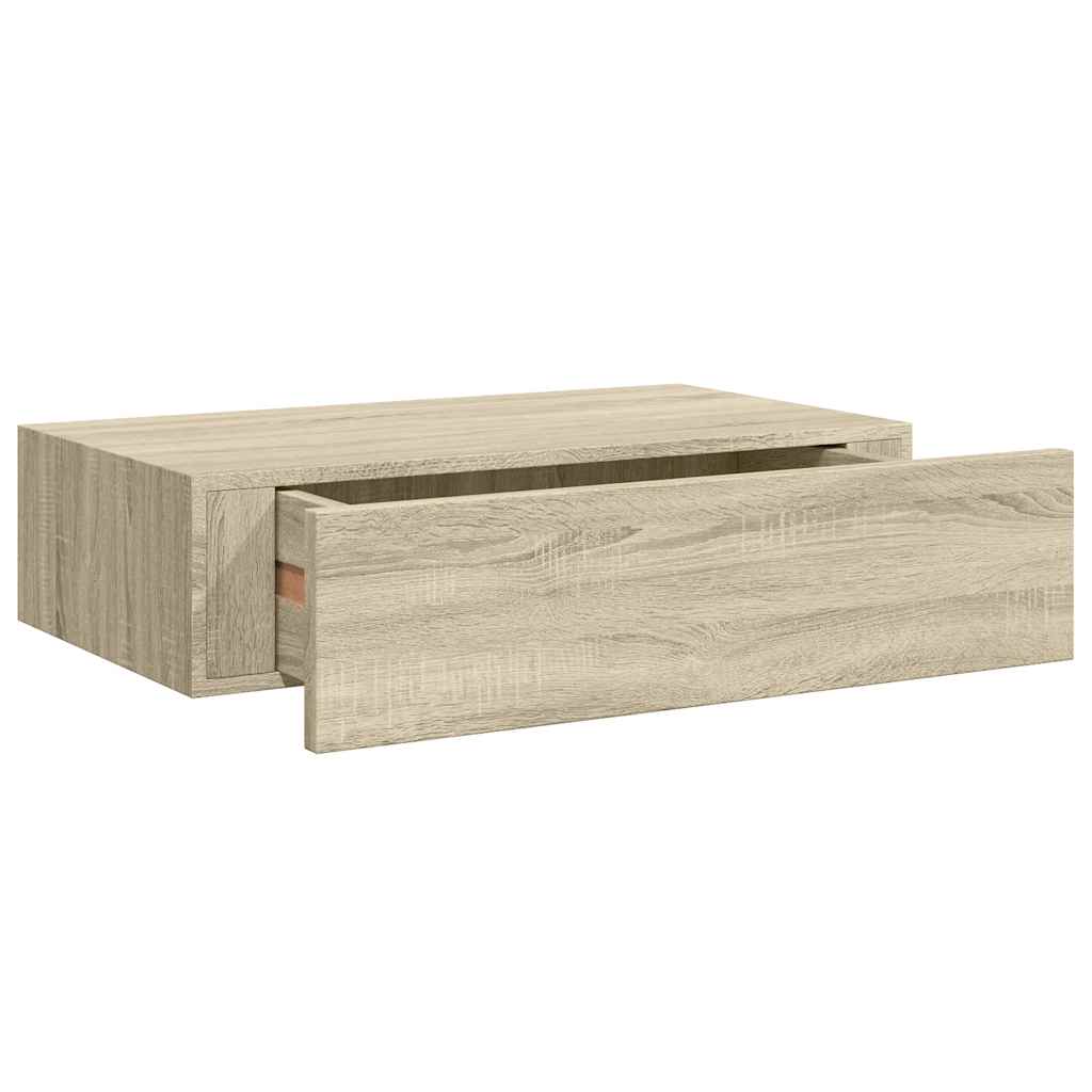 Scaffale con Cassetti da Parete Rovere 40x23,5x10 cm in MDF