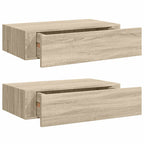 Scaffali con Cassetti da Parete 2 pz Rovere 40x23,5x10 cm MDF