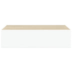 Mensola a muro con cassetti in rovere e bianco 40x23,5x10 cm MDF